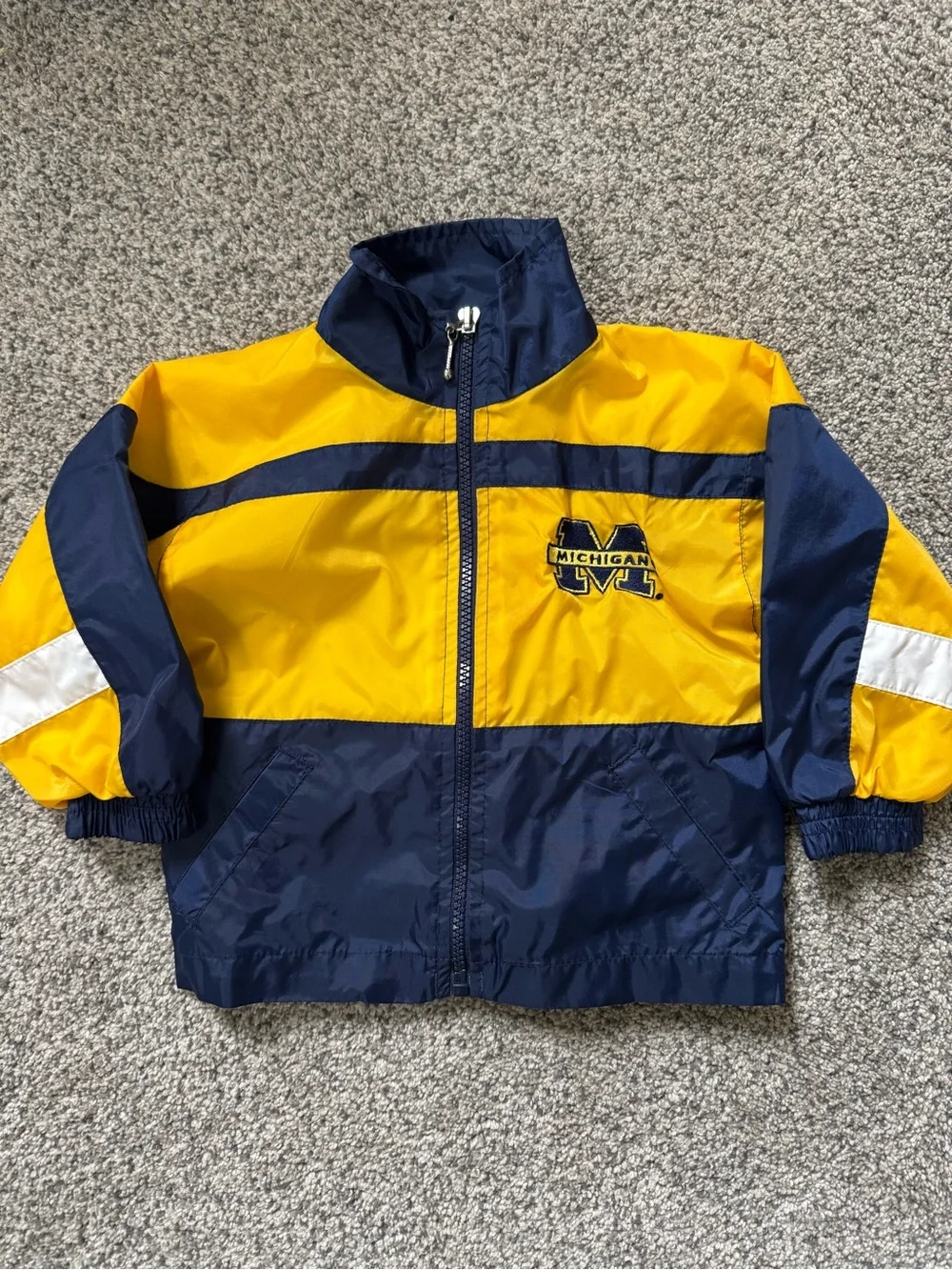 Vintage University of Michigan Yellow & Navy Windbreaker Jacket - Picture 1 of 2